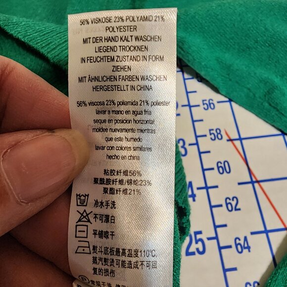 French Connection Crewneck Cardigan Sweater Small hole NWT Green Large - Picture 9 of 11